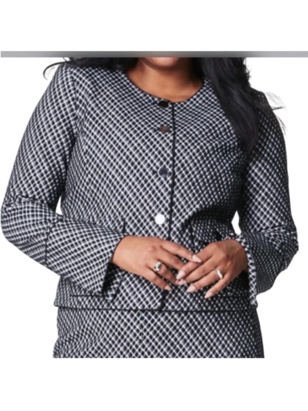 SPANX Small Regular Blazer Ponte Lady Jacket Jacquard in classic black plaid NWT